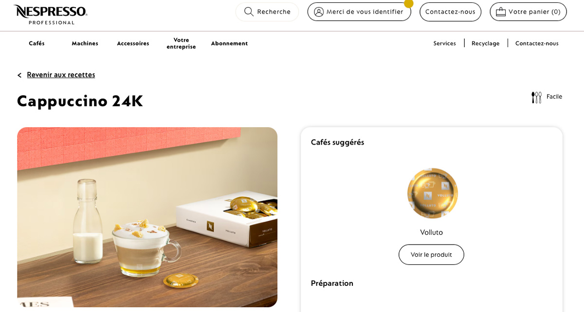 recettes Nespresso volluto
